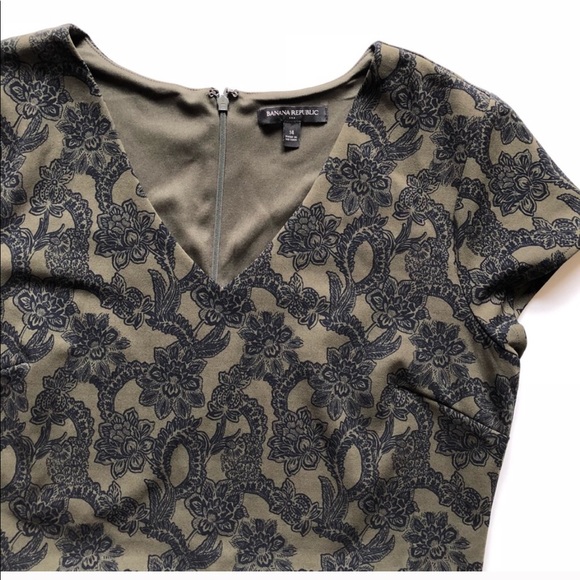 Banana Republic NWT 6P Olive Floral Dress - Picture 4 of 11